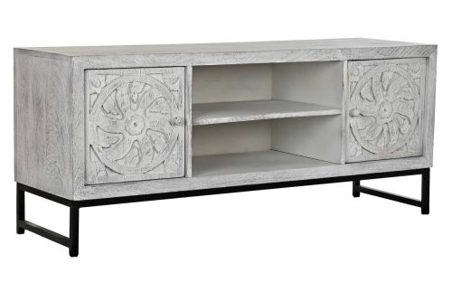 Mueble TV Mandala Blanco de Madera de Mango y Base Metálica MB-200028