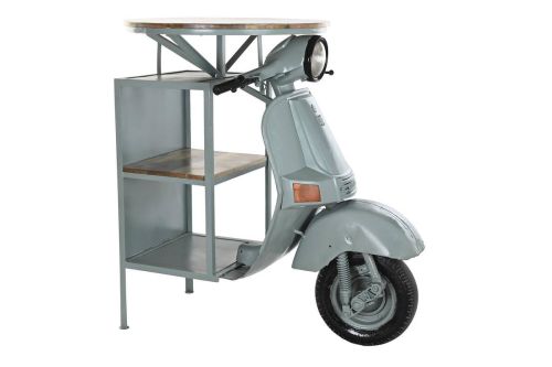 Mesa Auxiliar Moto de Hierro y Madera Mango Vintage Color Verde Menta MB-200498