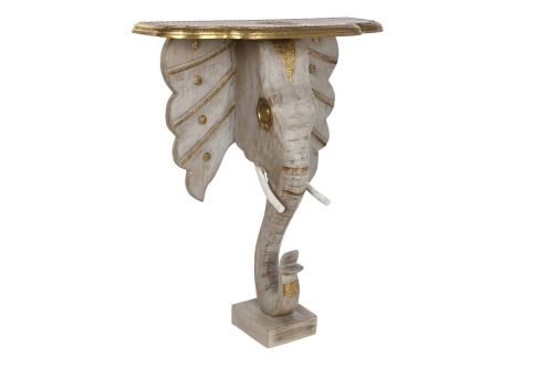 Recibidor Diseño de Elefante Estructura de Madera de Mango con Latón MB-200965