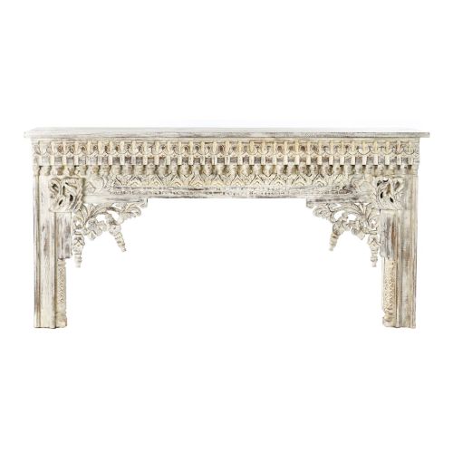 Recibidor Estructura de Madera de Mango Tallada en Blanco Envejecido MB-202135