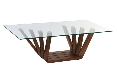 Mesa de Centro Estructura de Cristal 10 mm y Nogal Natural MB-204498