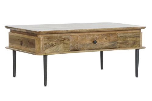 Mesa de Centro Estructura en Madera de Mango con Cajón y Metal MB-206310