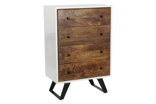 Cajonera de Almacenaje Blanca en Madera de Mango y Metal MB-206321