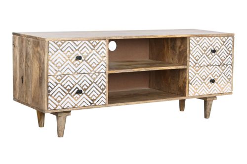 Mueble TV Estrcutura de Madera de Mango Natural 135 cm MB-206553