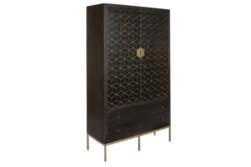 Armario Estructura de Madera de Acacia y Metal Marrón Oscuro MB-207541