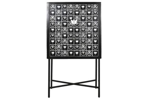 Mueble Bar Estructura Hierro y Hueso 80 cm Taracea Bicolor MB-208403