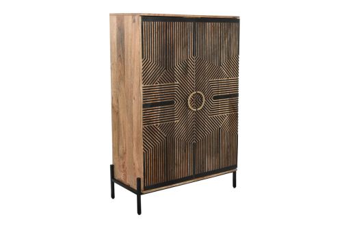 Armario Estructura de Madera en Mango Tallado Acabado Negro MB-208547