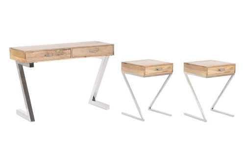 Consola con Mesitas Auxiliares Estructura en Madera de Mango y Acero MB-208604