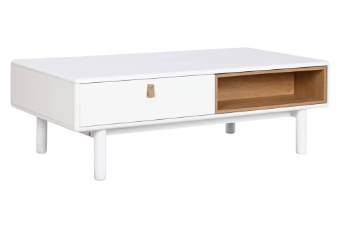 Mesa de Centro con Cajones Estructura en MDF Blanco MB-211740