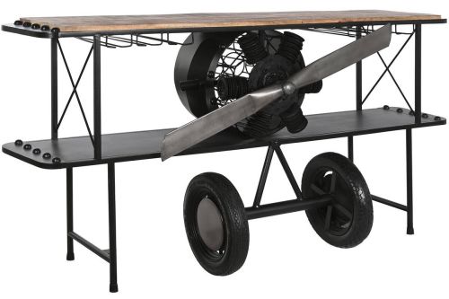 Consola Diseño Avión Negro de Madera y Metal Industrial MB-211965