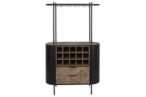 Botellero Estructura de Abeto y Metal Negro 90 cm MB-212483