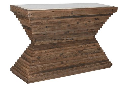 Consola de Estructura Madera Reciclada y Mármol MB-212643