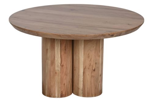 Mesa de Centro Redonda Estructura en Madera de Acacia Natural MB-212657