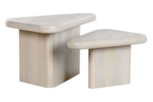 Juego de 2 Mesas de Centro en Madera de Mango Natural MB-213349