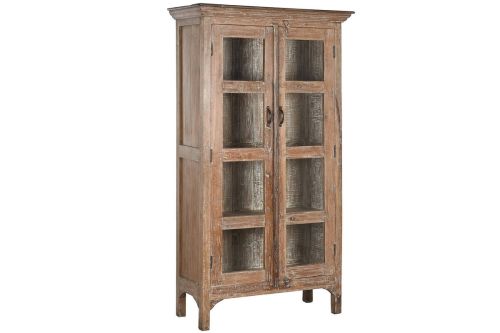 Vitrina Alta de Madera Reciclada con 2 Puertas Acabado Antiguo MB-213755