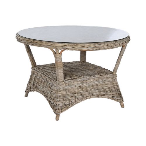 Mesa de Jardín Exterior de Ratán con Tapa de Cristal MB-213833