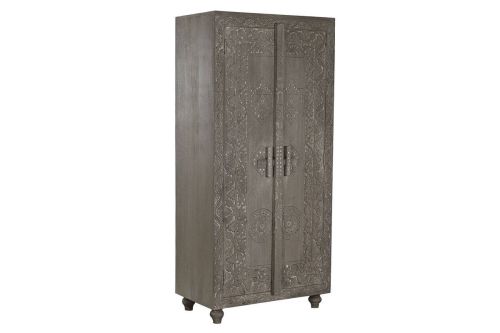 Armario Estructura de Madera Tallado en Color Gris MB-214796