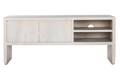 Mueble TV BlancoEstructura de Madera de Mango 140 cm MB-214808