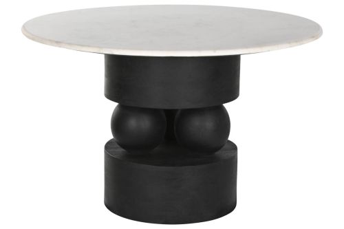 Mesa de Comedor Redonda en Madera de Mango con Base de Mármol MB-214819