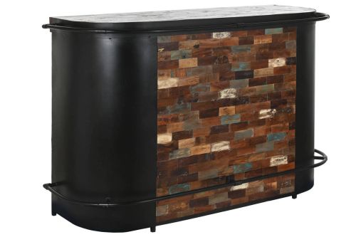 Mueble Bar Estructura de Metal y Madera Negro Industrial MB-215110