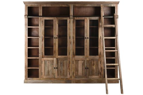 Estantería de Madera de Mango Natural y Metal con Escalera MB-215111