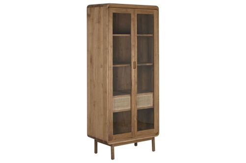 Vitrina Alta de Teca con Puertas de Cristal 80x45x190 MB-215338