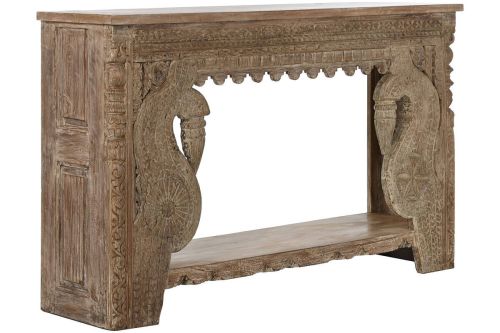 Consola de Entrada Estructura Tallada en Madera de Teca y Mango MB-216511