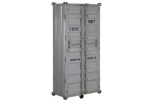 Botellero Container Industrial Estructura en Metal y MDF Gris MB-217355