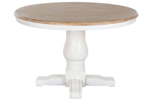 Mesa de Comedor Redonda Estructura en Madera de Olmo Blanca MB-217364