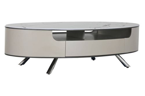 Mesa de Centro Superficie de Mármol Beige con Cajones y Acero MB-217636