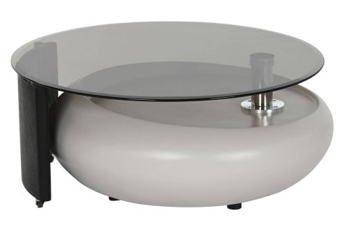 Mesa de Centro Superficie de Cristal con Estructura en MDF Negro y Acero MB-217638
