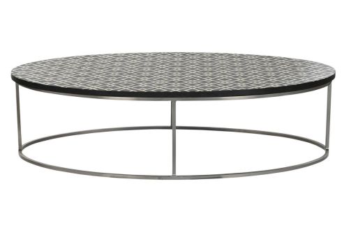 Mesa de Centro de Taracea Artesanal Estructura en Hueso con Metal MB-217977