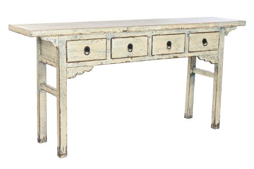 Consola de Recibidor Estructura en Olmo Macizo Lacado Bicolor con 4 Cajones MB-220527