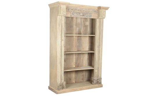 Estantería Estructura de Madera de Teca Tallada Acabado Antiguo MB-220539