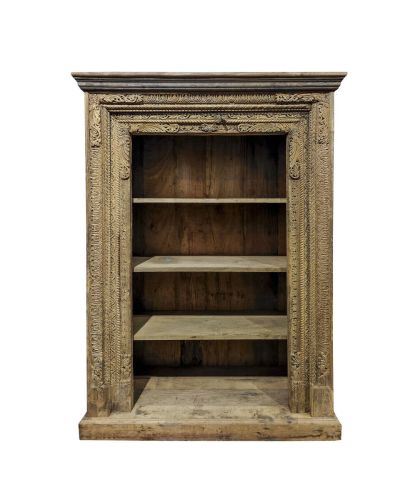 Estantería Estructura de Teca Tallada Natural 3 Estantes MB-220540