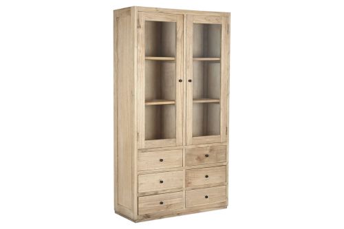 Vitrina Estructura de Madera Mindi con Puertas de Cristal y Cajones MB-221501