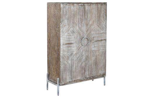 Armario Estructura de Madera de Mango Acabado Decapé Blanco MB-221655