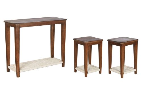 Consola con Mesitas Estructura de Madera de Mango y Estante de Algodón MB-221671