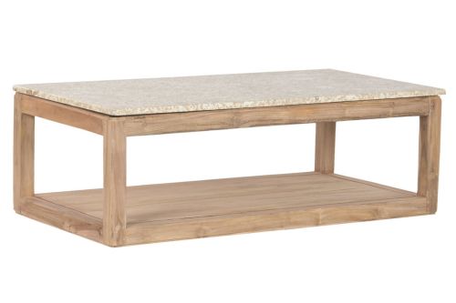 Mesa de Centro Estructura de Madera Reciclada con Encimera de Mármol 120 cm MB-221766