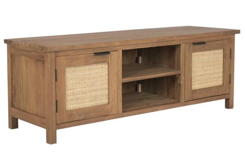 Mueble TV Marrón Estructura de Madera Teca Reciclada 140 cm MB-221777