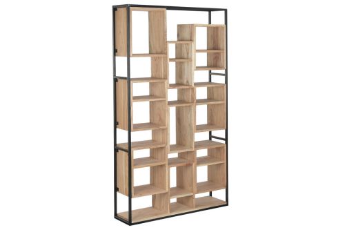 Estantería Estructura de Teca Natural y Metal con Estantes Asimétricos MB-221797