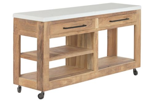 Consola de Madera Reciclada con Cajones y Ruedas MB-222401