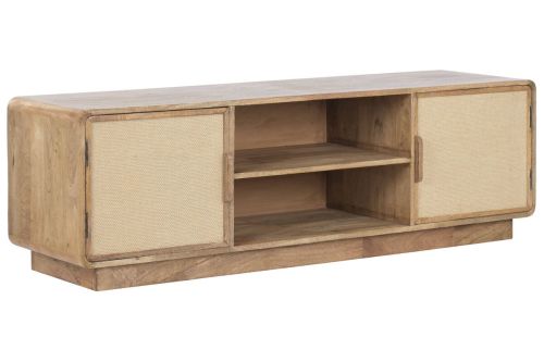 Mueble TV Natural de Mango con Puertas y Huecos MB-222660