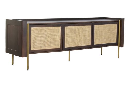 Mueble TV Marrón Oscuro de Mango y Fibra con 3 Puertas MB-222840