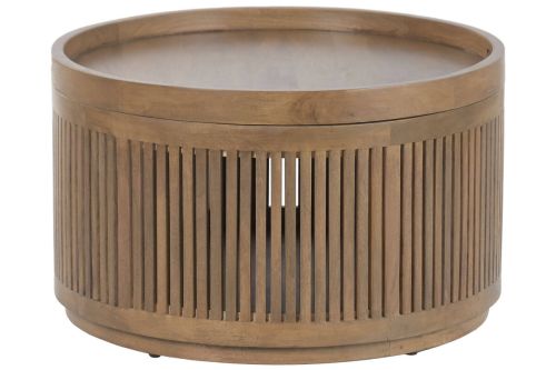 Mesa de Centro Redonda Estructura de Madera de Mango con Almacenaje MB-223087