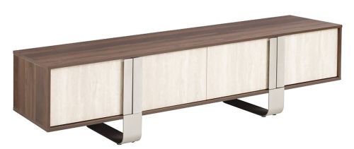 Mueble TV Símil Mármol con Cuatro Puertas y Patas de Metal MB-223237