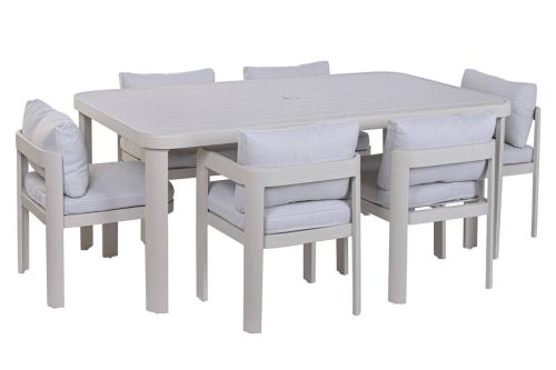 Comedor de Jardín de Aluminio color Arena con 6 Sillas MB-224139