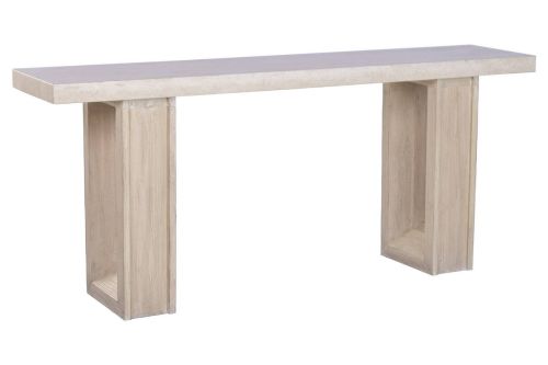 Consola de Recibidor Estructura en Olmo Macizo y Mármol Travertino MB-226313
