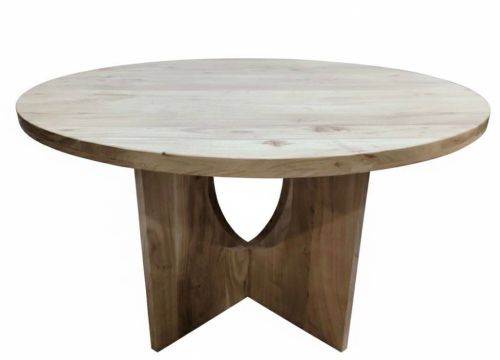 Mesa de Comedor Redonda 130 cm Estructura en Madera de Acacia MB-227285
