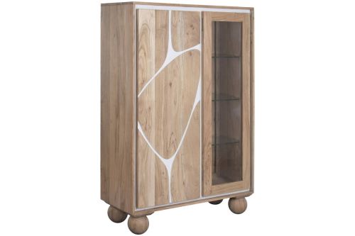 Vitrina de Salón Estructura de Acacia con Puerta de Cristal MB-227295